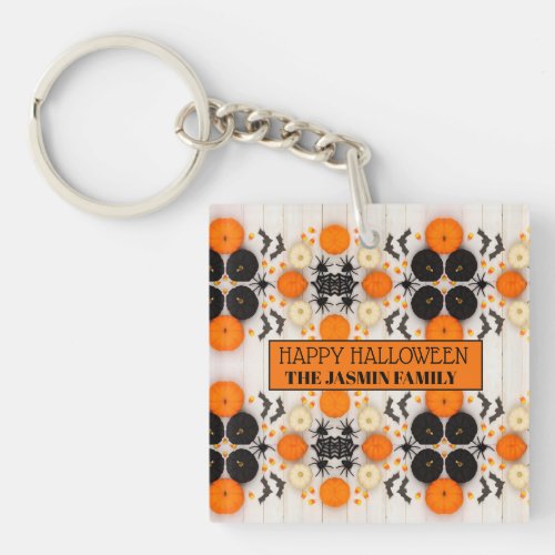Happy Halloween Orange Pumpkin  Keychain