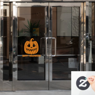 Happy halloween orange pumpkin window cling