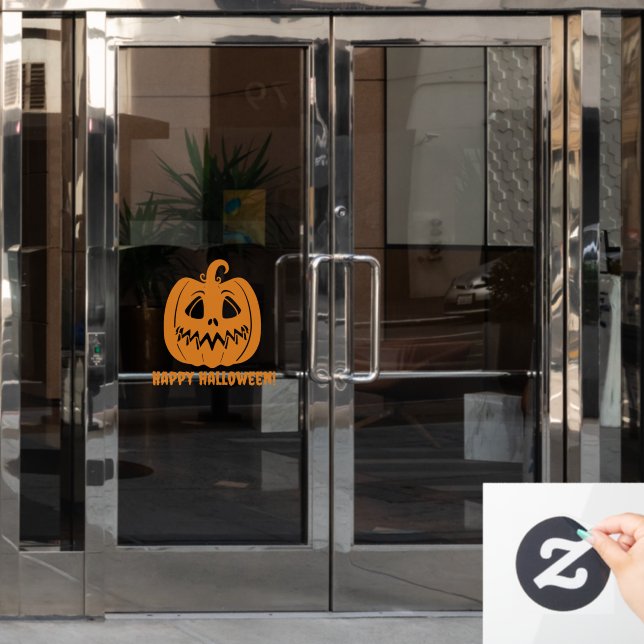 Happy halloween orange pumpkin window cling (Office Door)