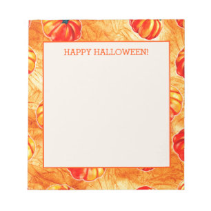 Happy Halloween Orange Pumpkins Notepad