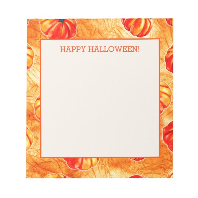 Happy Halloween Orange Pumpkins Notepad (Front)