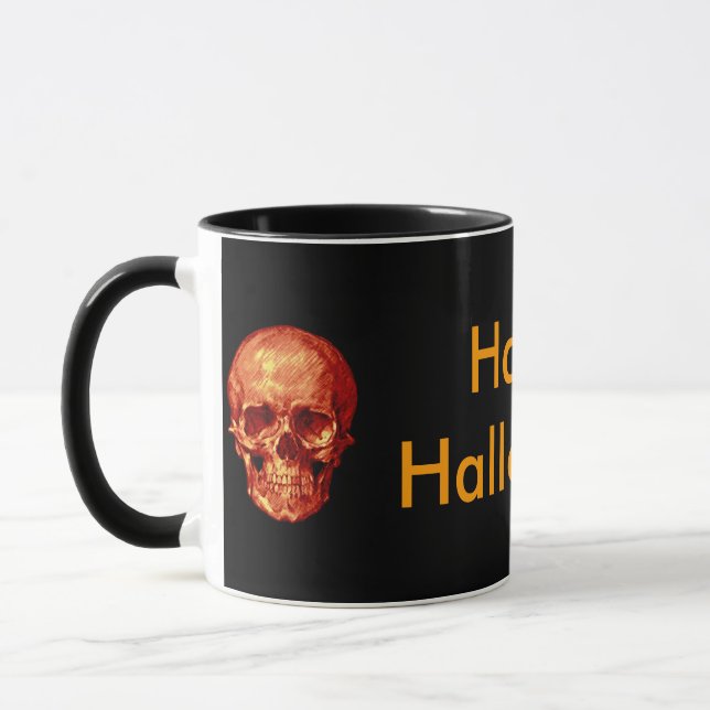 Happy Halloween Orange Skull Mug (Left)