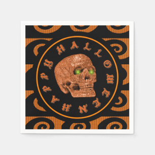 Happy Halloween Orange Skull Napkins