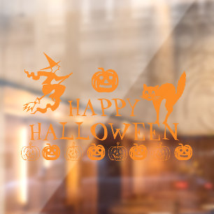 Happy Halloween orange spooky cute decor House Window Cling