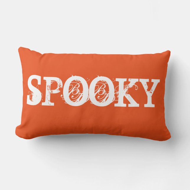 Happy Halloween Orange Spooky Lumbar Pillow (Front)