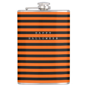 Happy Halloween Orange & White Flask