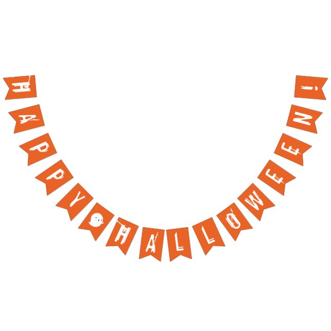 Happy Halloween Orange & White Ghost Bunting Flag (All)