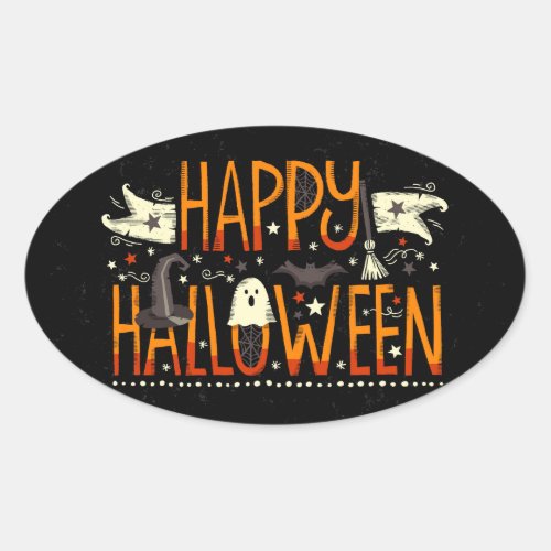 Happy Halloween Oval Sticker