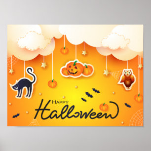 Happy Halloween over the Clouds Poster