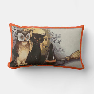Happy Halloween Owl & Cat Lumbar Pillow