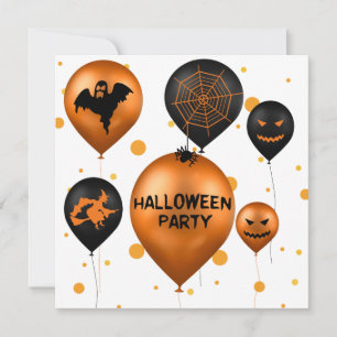 Happy Halloween Party Balloons Invitation