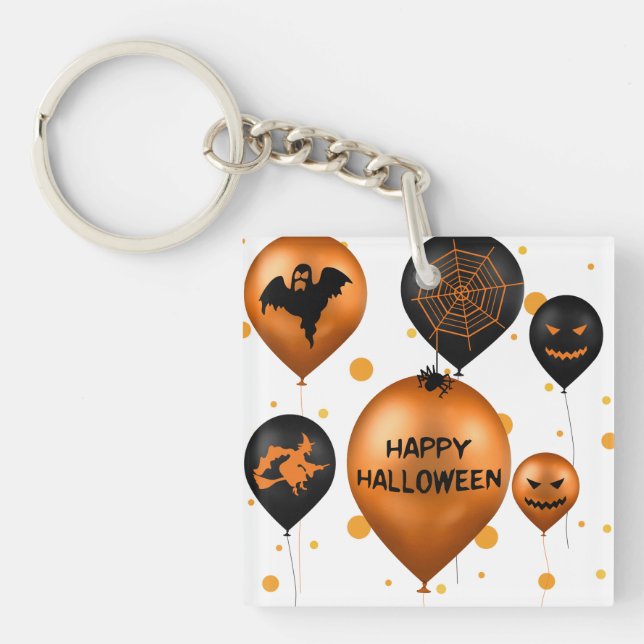 Happy Halloween Party Balloons Keychain (Front)