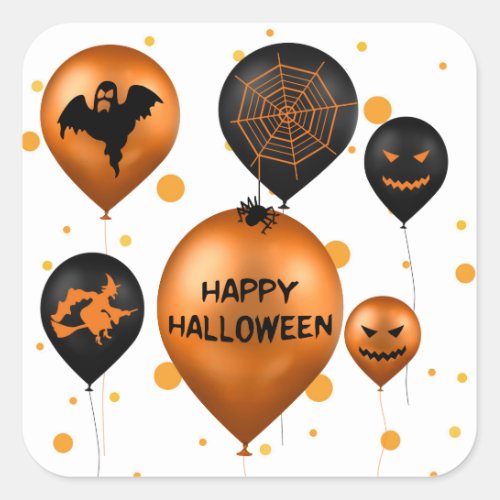 Happy Halloween Party Balloons Square Sticker