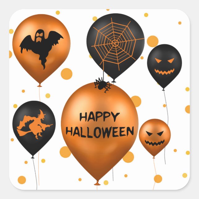 Happy Halloween Party Balloons Square Sticker (Front)