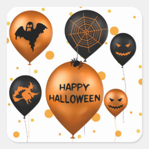 Happy Halloween Party Balloons Square Sticker