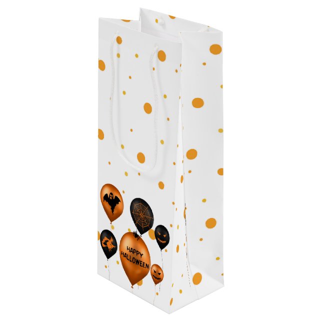 Happy Halloween Party Balloons Wine Gift Bag (Front Angled)