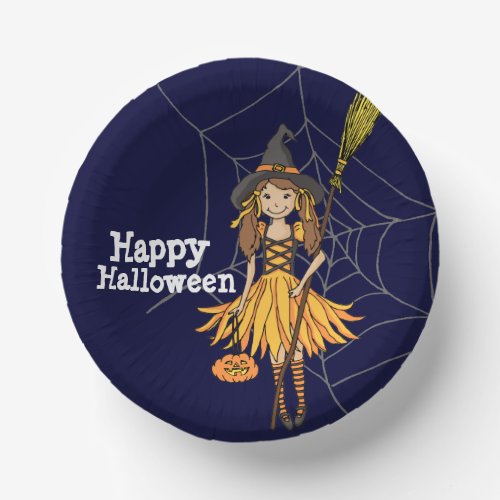 Happy Halloween party cute girl kids  Paper Bowls