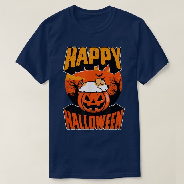 Happy Halloween Party Cute Napping Kawaii Pitbull  T-Shirt (Design Front)