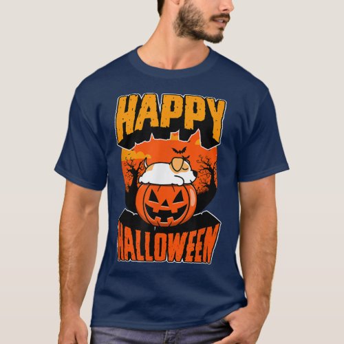 Happy Halloween Party Cute Napping Kawaii Pitbull  T_Shirt