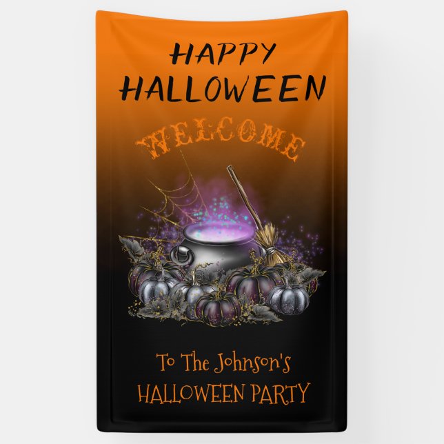 Happy Halloween Party decor custom Welcom  Banner (Vertical)