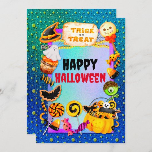 Happy Halloween party filled with trick-or-treat (Front/Back)