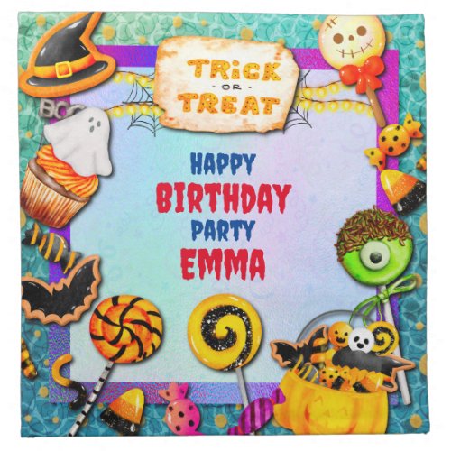 Happy Halloween party filled with trick_or_treat Cloth Napkin