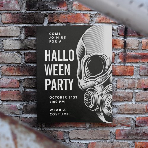 Happy Halloween   Party Invitation Gas Mask Postcard