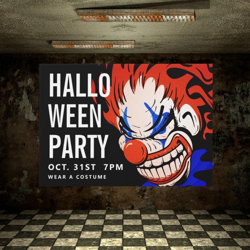 Happy Halloween   Party Invitation Scary Clown Postcard