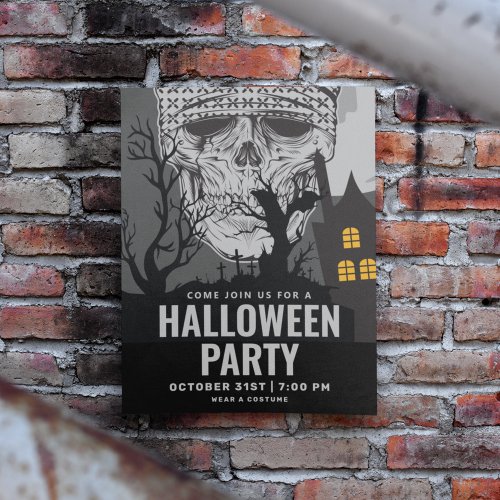 Happy Halloween   Party Invitation Skull Postcard