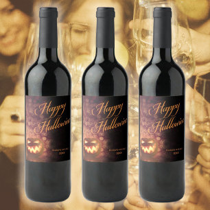 Happy Halloween Party Jack O'Lantern Hallowine  Wine Label
