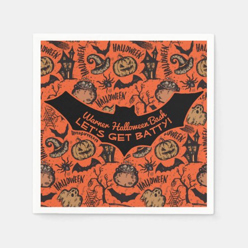 Happy Halloween Party _ Lets Get Batty Paper Napkins