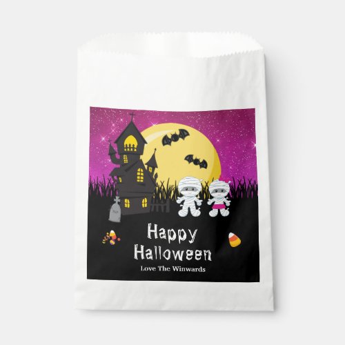 Happy Halloween Party Mummy Pink Favor Bag