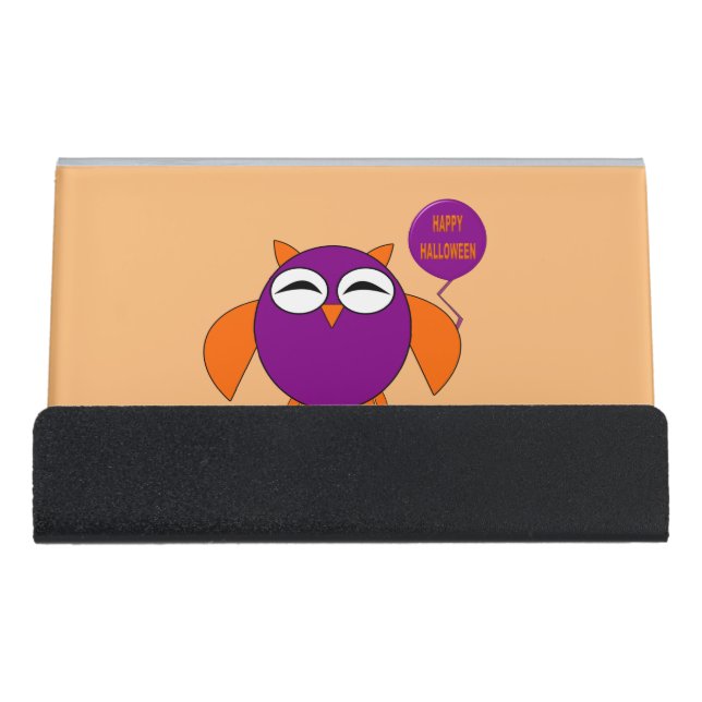 Happy Halloween Party Owl Business card Holder (Front)