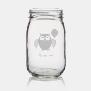 Happy Halloween Party Owl Custom Name Mason Jar