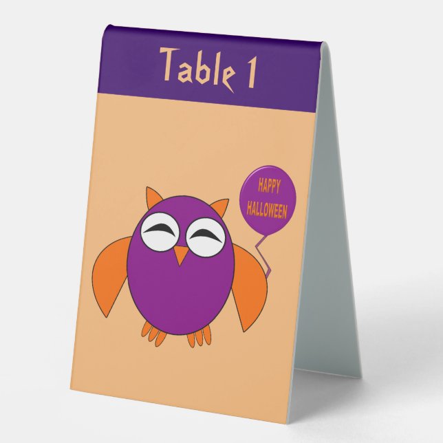 Happy Halloween Party Owl Custom Table Tent (Front)