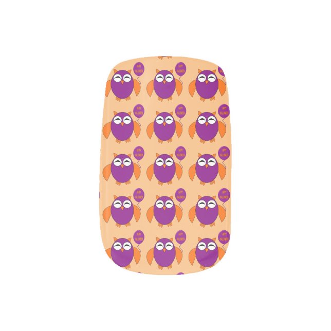 Happy Halloween Party Owl False Nails Minx Nail Art (Left Thumb)