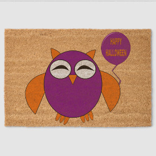 Happy Halloween Party Owl Fiber Doormat