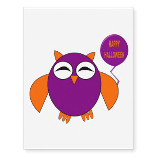 Happy Halloween Party Owl Giant Temporary Tattoo