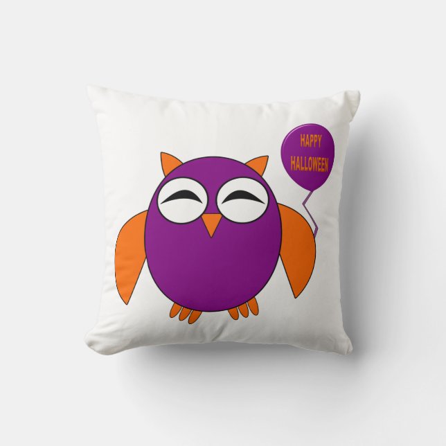 Happy Halloween Party Owl Pillow (Front)
