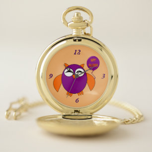 Happy Halloween Party Owl Pocket Watch