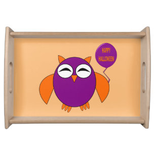 Happy Halloween Party Owl Serving Tray