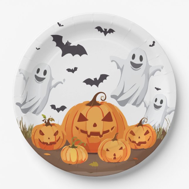 Happy Halloween Party Paper Plates (Front)