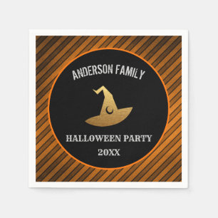 Happy Halloween Party Personalized Witch Hat Napkins