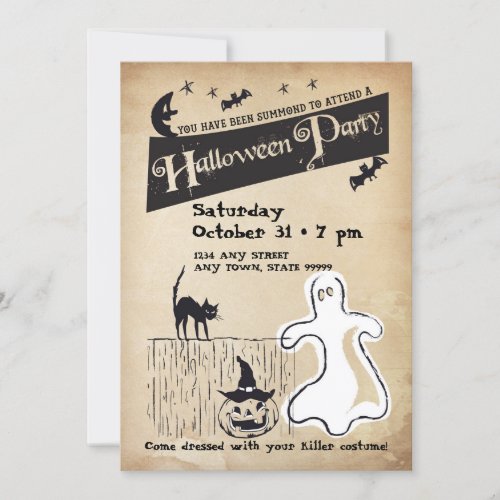 Happy Halloween Party Retro Invitation Flyer