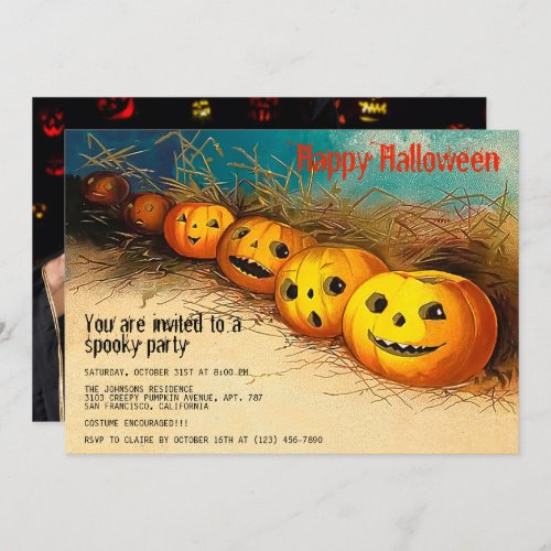 Happy Halloween Party Spooktacular Funny Pumpkins  Invitation