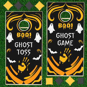 Happy Halloween Party Spooky Creepy Ghost Black Cornhole Set
