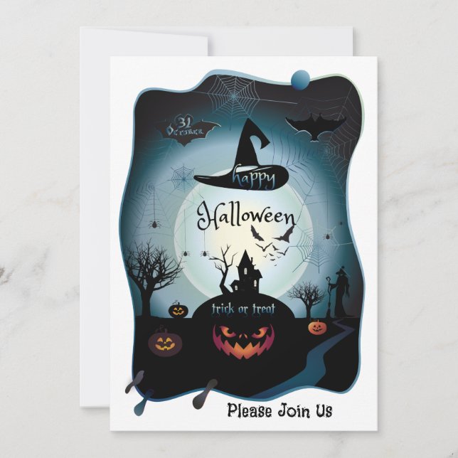 Happy Halloween Party "Treat or Trick" Magical Invitation (Front)
