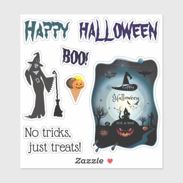 Happy Halloween Party "Treat or Trick" - Trendy Sticker (Sheet)