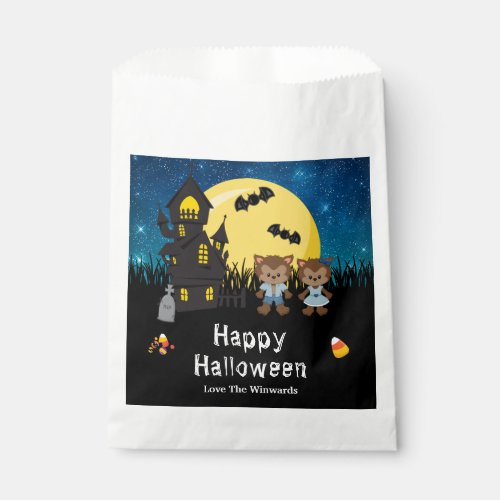 Happy Halloween Party Werewolf Blue Favor Bag