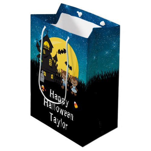 Happy Halloween Party Werewolf Dark Blue Medium Gift Bag